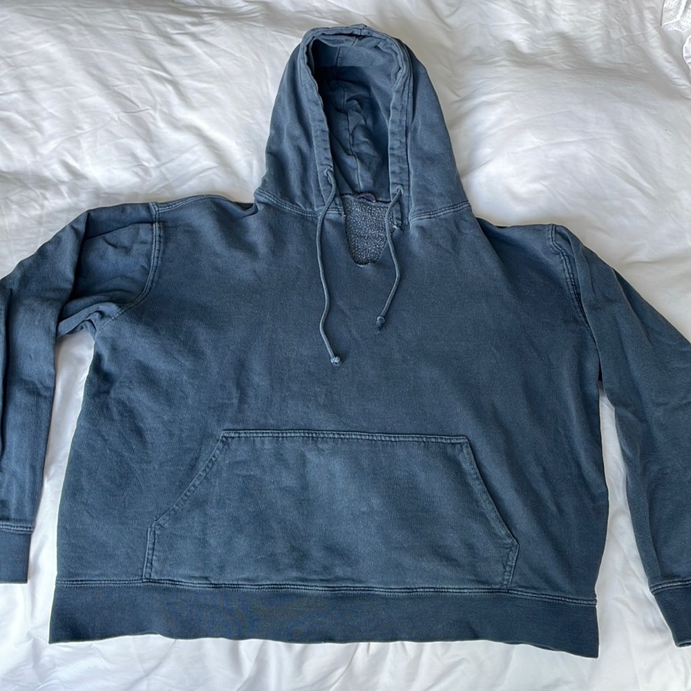 Brandy Melville distressed hoodie w cut neck